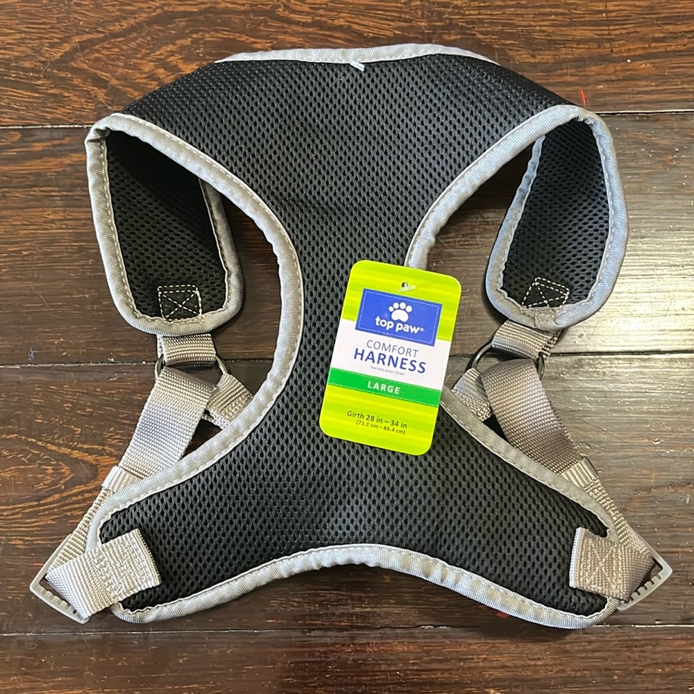 Top Paw black and gray mesh comfort harness NWT